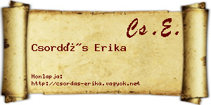 Csordás Erika névjegykártya