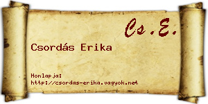 Csordás Erika névjegykártya